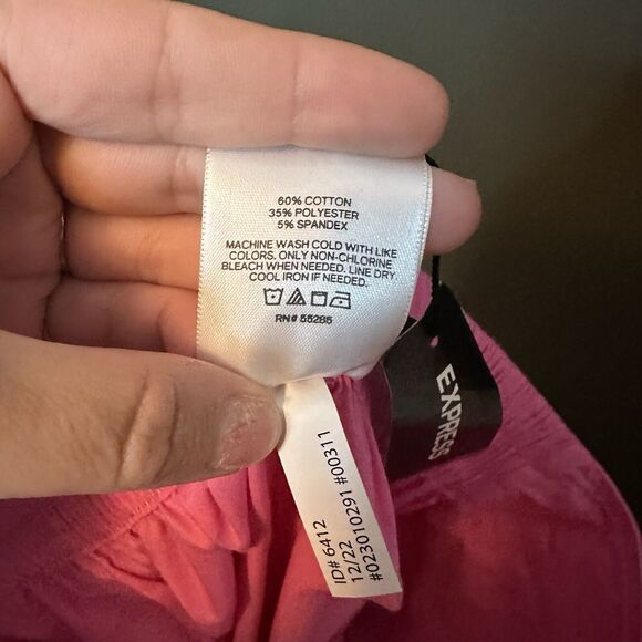 NWT Hot Pink Express Pull On High Rise Shorts M Medium Cotton Blend - Picture 6 of 6